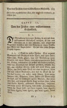 Caput II. Von den Zeichen einer vollkommenen Gesundheit.