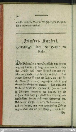 Fünftes Kapitel. Bemerkungen über die Heilart der Ruhr