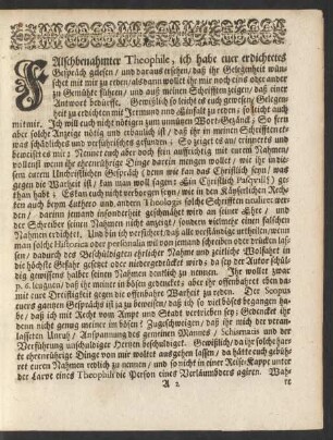 [Falschbenahmter Theophile, ich habe euer erdichtetes Gespräch gelesen/ ...]
