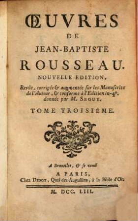 Oeuvres De Jean-Baptiste Rousseau. 3