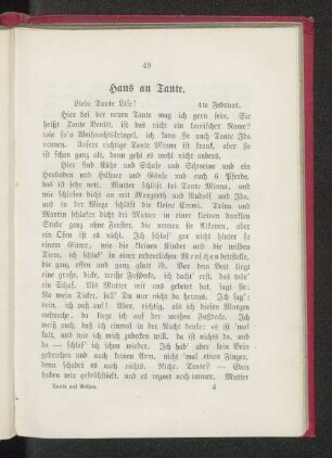Hans an Tante.
