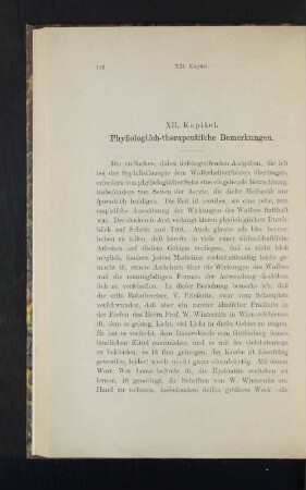 XII. Kapitel. Physiologisch-therapeutische Bemerkungen.