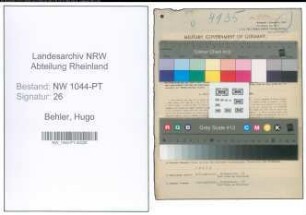 Entnazifizierung Hugo Behler , geb. 29.07.1899 (Telegraphenleitungsaufsicht)