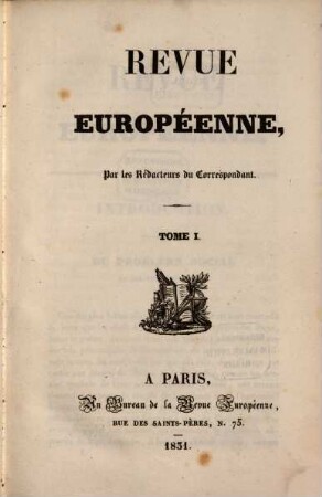 Revue européenne, 1. 1831
