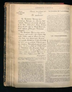 Las responsabilidades : [Artículo de "Le Temps", 1° de Agosto de 1914.]