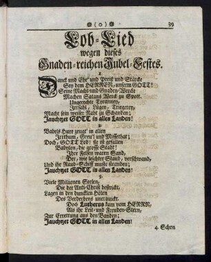 Lob-Lied wegen dieses Gnaden-reichen Jubel-Festes.