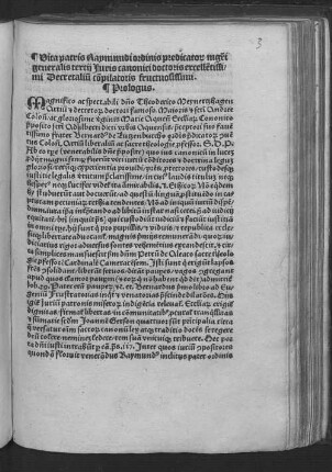 Vita patris Raymundi ordinis praedicator[um] m[a]g[ist]ri|| generalis tertij Juris canonici doctoris excelle[n]tissi||mi Decretaliu[m] co[m]pilatoris fructuosissimi