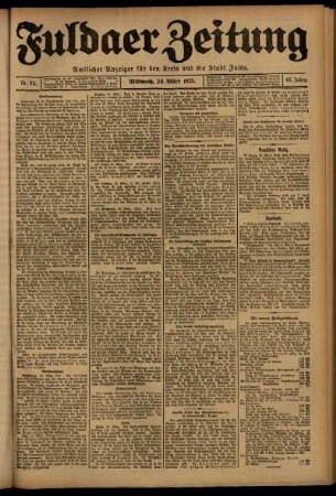Erste Ausgabe vom Mittwoch, den 30. März 1921.