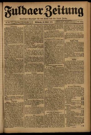 Erste Ausgabe vom Mittwoch, den 30. März 1921.
