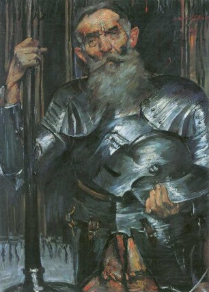 Alter Mann in Ritterrüstung