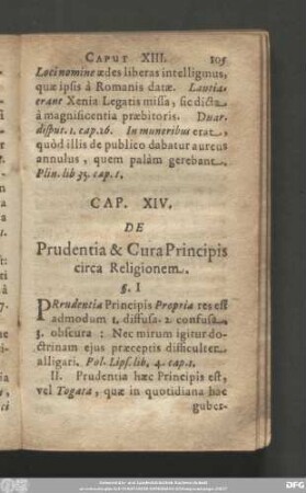 Cap. XIV. De Prudentia & Cura Principis circa Religionem.