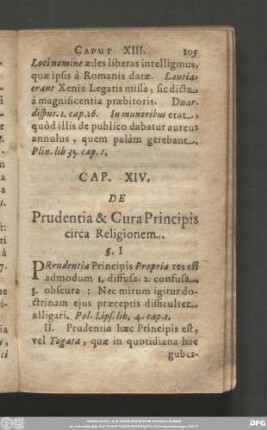Cap. XIV. De Prudentia & Cura Principis circa Religionem.