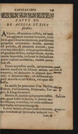 Caput XII. De Acedia, Et Eius filiabus