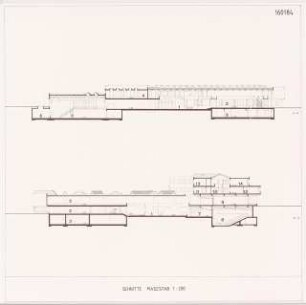 Institut für Kulturanthropologie, gegenüber der Kongresshalle, Berlin-Tiergarten Schinkelwettbewerb 1984: Schnitte 1:200