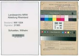 Entnazifizierung Wilhelm Schuetten , geb. 28.12.1892 (Bote)