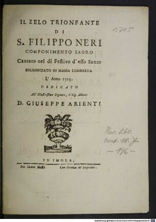 Il zelo trionfante di S. Filippo Neri