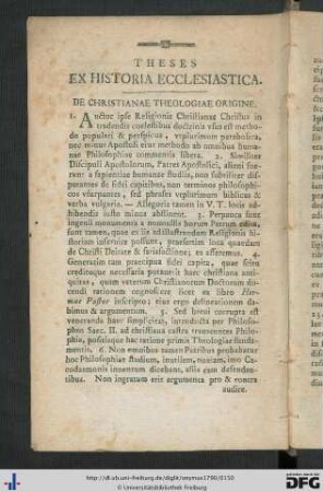 Theses Ex Historia Ecclesiastica.