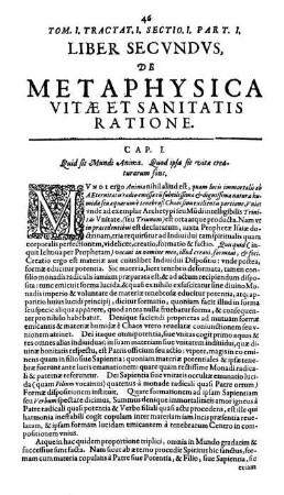 Liber secundus de Metaphysica vitæ sanitatis ratione.