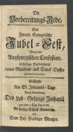 Die Vorbereitungs-Rede, ...
