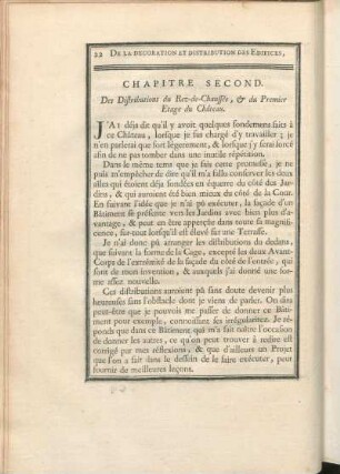 Chapitre Second. Des Distributions du Rez-de-Chaussée, & du Premier Etage du Château.