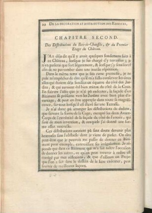 Chapitre Second. Des Distributions du Rez-de-Chaussée, & du Premier Etage du Château.