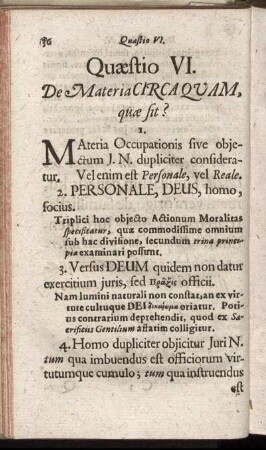 Quæstio VI. De Materia Circaquam, quæ sit?