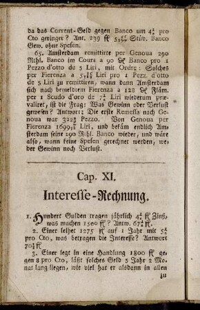 Cap. XI. Interesse-Rechnung.