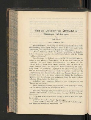 Über die Löslichkeit von Äthylacetat in wässerigen Salzlösungen