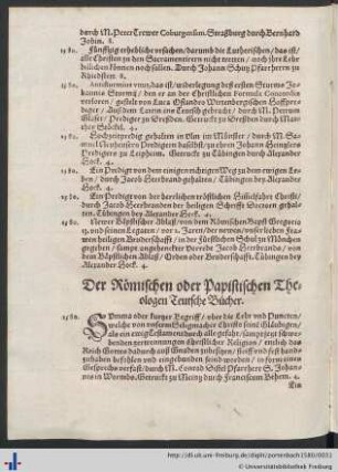 Der Römischen oder Papistischen Theologen Teutsche Bücher.