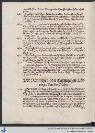 Der Römischen oder Papistischen Theologen Teutsche Bücher.