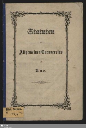 Statuten des Allgemeinen Turnvereins zu Aue