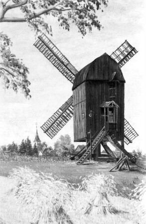 Oschersleben-Kleinalsleben. Bockmühle, Baujahr 1830, Bild, Repro, Ausschnitt
