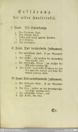 Erklärung der ersten Kupfertafel