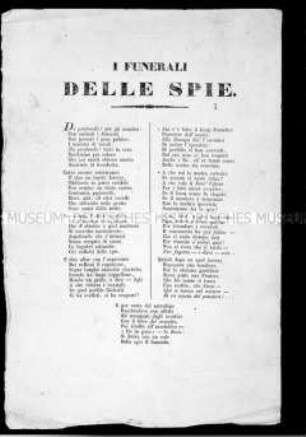 Anonymes Flugblatt: I funerali delle spie (Das Begräbnis der Spione); undatiert