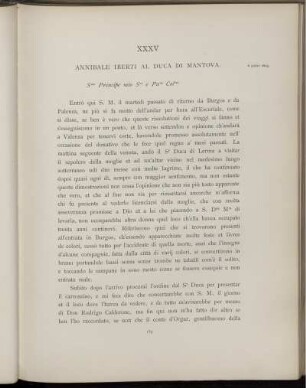 XXXV. Annibal Iberti au duc de Mantoue. Valladolid, 6 juillet 1603
