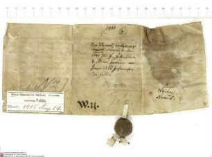 Frowin von Haun (Huene) bekundet, dass er Johann [von Merlau], Abt von Fulda, den Anteil an der Burg Weyhers, den sein verstorbener Vetter Simon v...