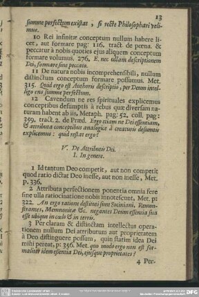 V. De Attributis Dei