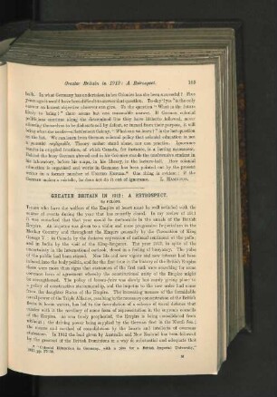 Greater Britian In 1912: A Retrospect.