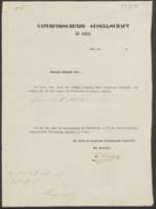 Brief von Naturforschende Gesellschaft in Bern an Regensburgische Botanische Gesellschaft