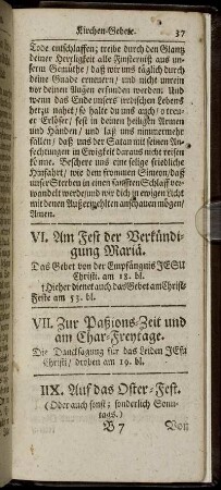 VII. Zur Paßions-Zeit und am Char-Freytage.