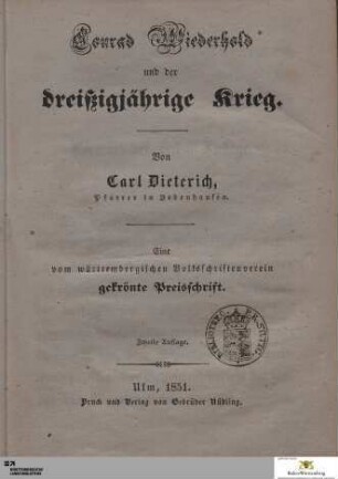 Conrad Wiederhold und der dreißigjährige Krieg