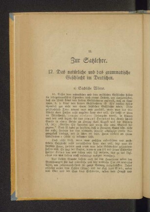 III. Zur Satzlehre.