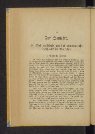 III. Zur Satzlehre.