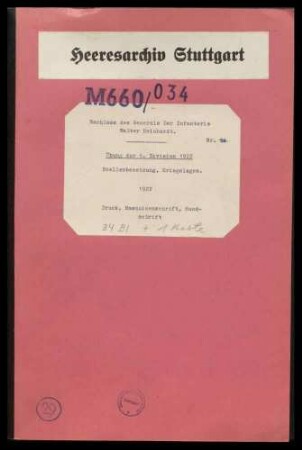 Handakten Reinhardts: Übung der 5. Division (1922)