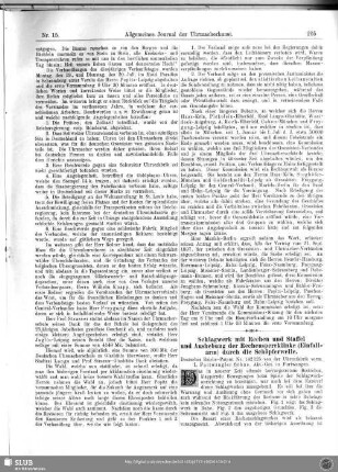 Schlagwerk mit Rechen und Staffel und Aushebung der Rechensperrklinke (Einfallarm) durch die Schöpferwelle