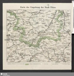 Karte der Umgebung der Stadt Zittau