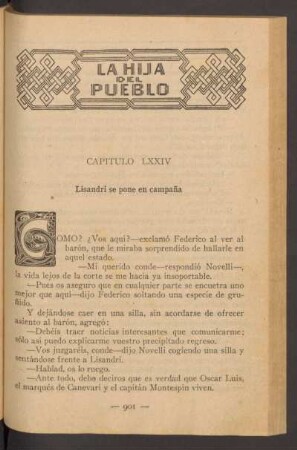 Capítulo LXXIV - Lisandri se pone en campaña