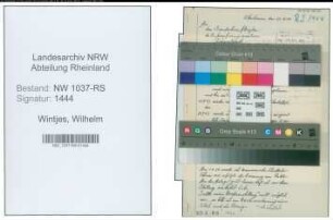 Entnazifizierung Wilhelm Wintjes , geb. 05.06.1896 (Rektor)