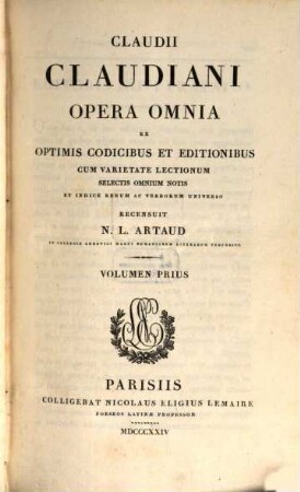 Claudii Claudiani opera omnia, 1