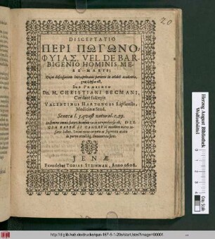 Disceptatio Peri Pōgōnophyias, Vel De Barbigenio Hominis Mere-Maris